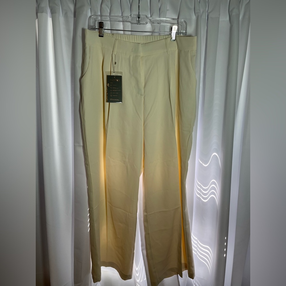 FUNYYZO Wide Leg Pants Women's High Elastic Waisted Straight Pants Sz XL-Cream